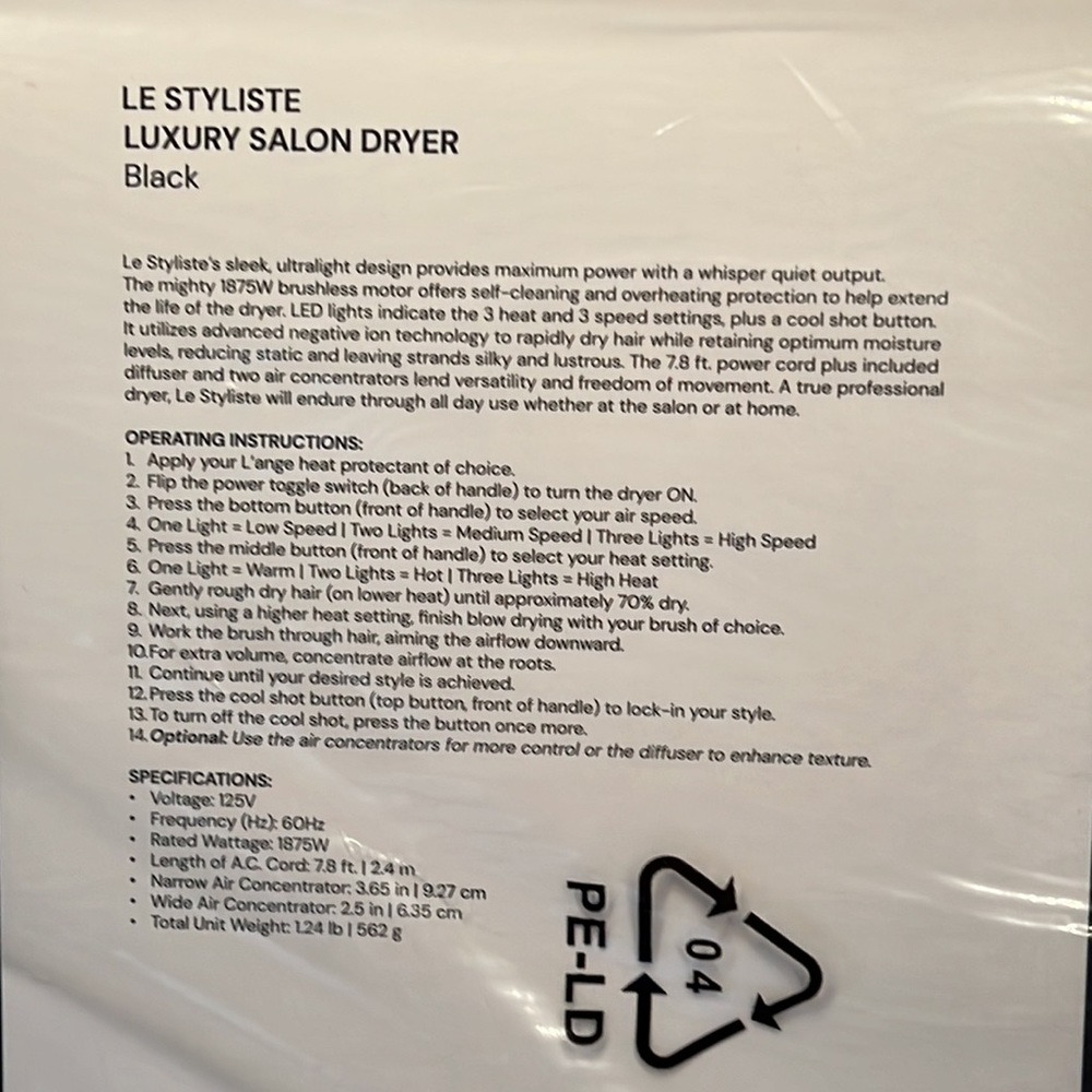 L’ANGE LE STYLISTE LUXURY Salon Dryer - Black - Picture 4 of 4
